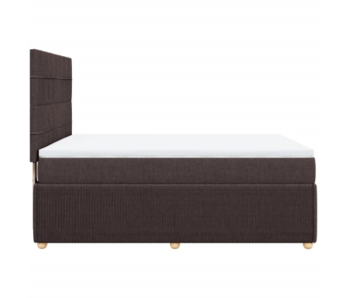 Cama box spring con colchón tela marrón oscuro 160x200 cm