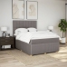 Cama box spring con colchón tela gris taupe 160x200 cm