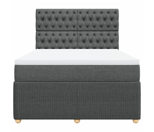 Cama box spring con colchón tela gris oscuro 160x200 cm
