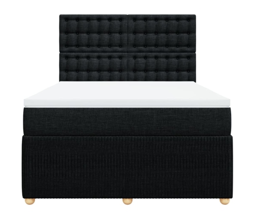 Cama box spring con colchón tela negro 160x200 cm