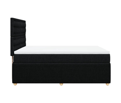 Cama box spring con colchón tela negro 160x200 cm