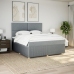 Cama box spring con colchón tela gris claro 180x200 cm