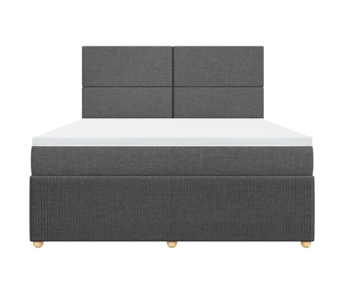 Cama box spring con colchón tela gris oscuro 180x200 cm