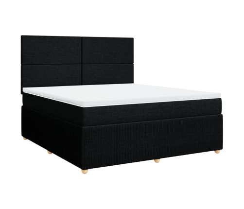 Cama box spring con colchón tela negro 180x200 cm