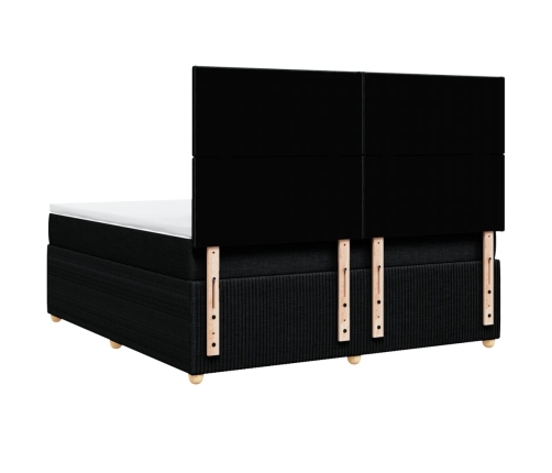 Cama box spring con colchón tela negro 180x200 cm