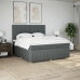 Cama box spring con colchón tela gris oscuro 180x200 cm