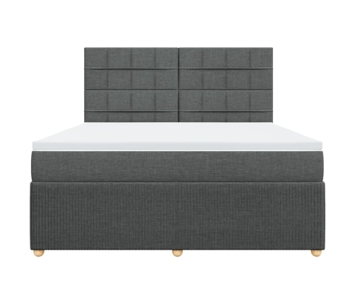 Cama box spring con colchón tela gris oscuro 180x200 cm
