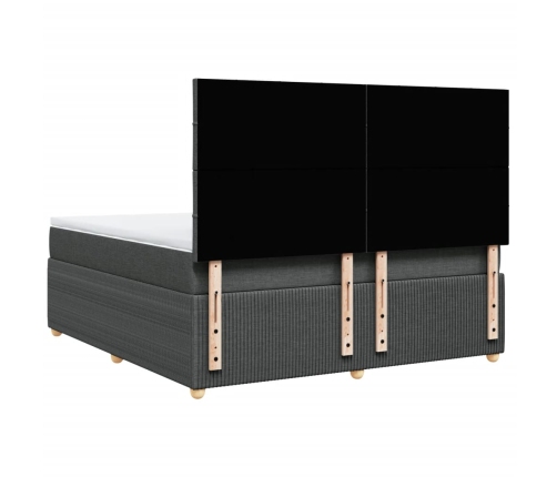 Cama box spring con colchón tela gris oscuro 180x200 cm