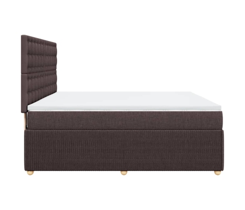 Cama box spring con colchón tela marrón oscuro 180x200 cm