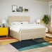 Cama box spring con colchón tela color crema 180x200 cm