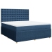 Cama box spring con colchón tela azul 180x200 cm