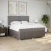 Cama box spring con colchón tela gris taupe 200x200 cm