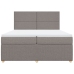 Cama box spring con colchón tela gris taupe 200x200 cm