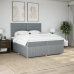 Cama box spring con colchón tela gris claro 200x200 cm