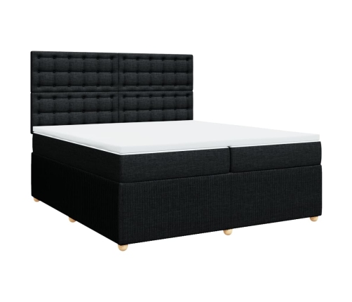 Cama box spring con colchón tela negro 200x200 cm