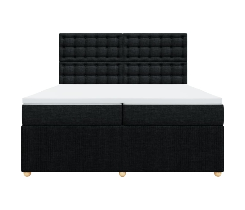 Cama box spring con colchón tela negro 200x200 cm