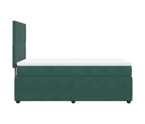 Cama box spring con colchón terciopelo verde oscuro 80x200 cm