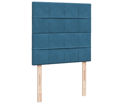 Cama box spring con colchón terciopelo azul oscuro 80x200 cm