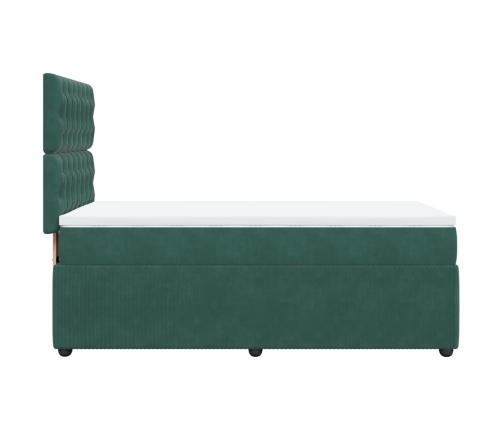 Cama box spring con colchón terciopelo verde oscuro 80x200 cm