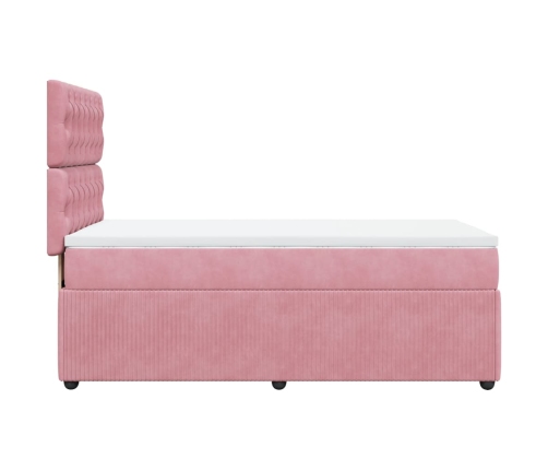 Cama box spring con colchón terciopelo rosa 80x200 cm