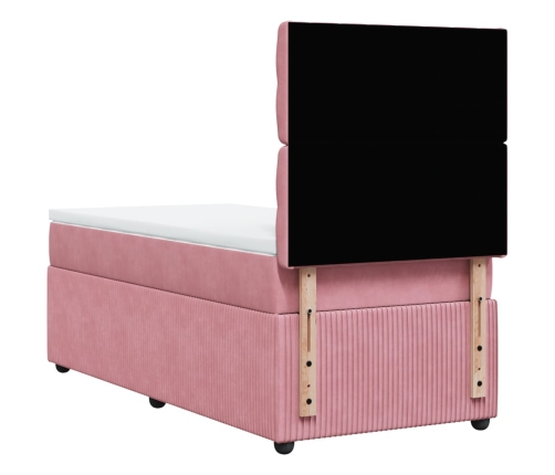 Cama box spring con colchón terciopelo rosa 80x200 cm