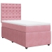 Cama box spring con colchón terciopelo rosa 80x200 cm