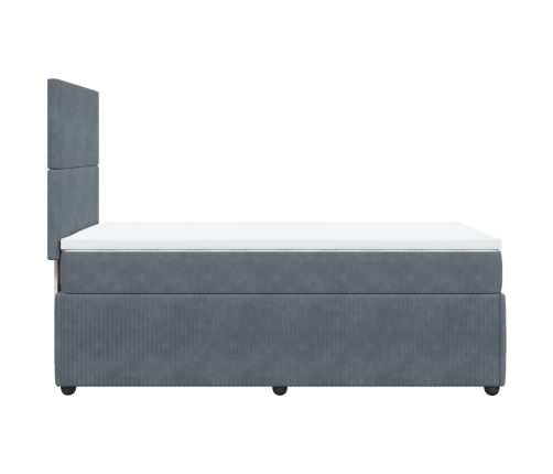 Cama box spring con colchón terciopelo gris oscuro 90x190 cm