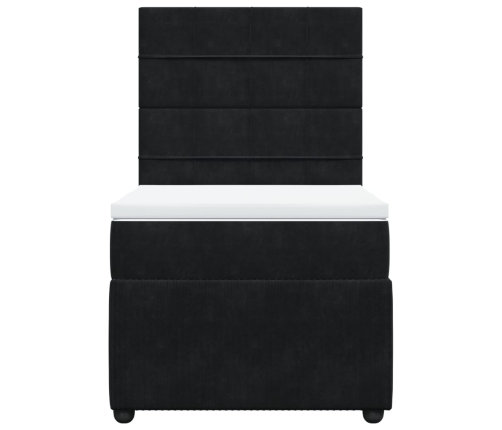 Cama box spring con colchón cuero sintético negro 90x190 cm