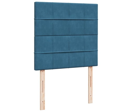 Cama box spring con colchón terciopelo azul oscuro 90x190 cm