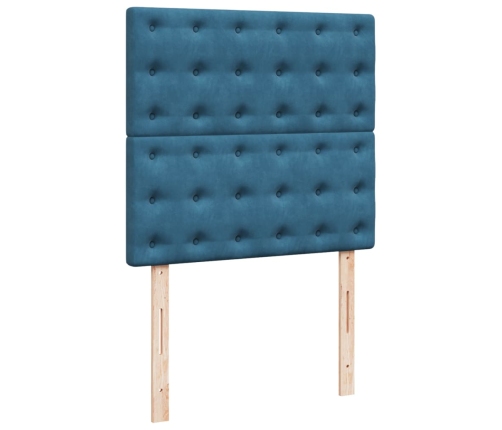 Cama box spring con colchón terciopelo azul oscuro 90x190 cm