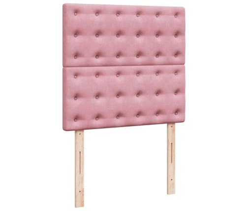 Cama box spring con colchón terciopelo rosa 90x190 cm