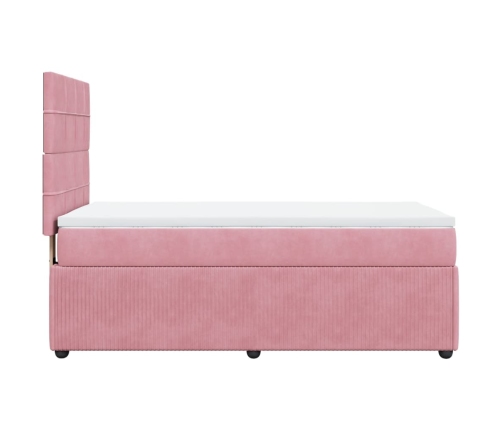 Cama box spring con colchón terciopelo rosa 90x200 cm