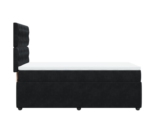 Cama box spring con colchón terciopelo negro 90x200 cm