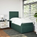 Cama box spring con colchón terciopelo verde oscuro 90x200 cm
