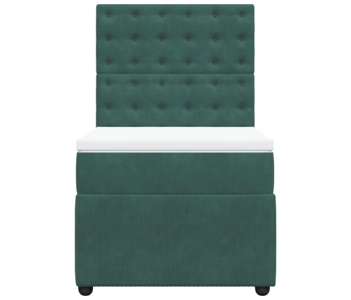 Cama box spring con colchón terciopelo verde oscuro 90x200 cm