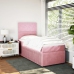 Cama box spring con colchón terciopelo rosa 100x200 cm