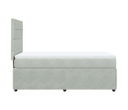 Cama box spring con colchón terciopelo gris claro 100x200 cm