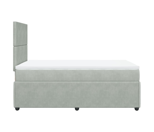 Cama box spring con colchón terciopelo gris claro 120x190 cm