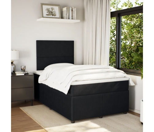 Cama box spring con colchón terciopelo negro 120x190 cm