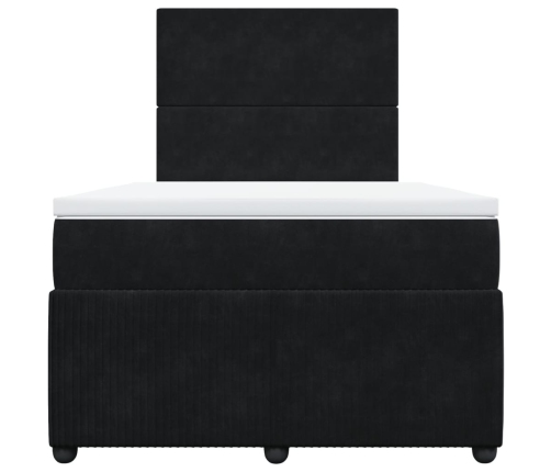 Cama box spring con colchón terciopelo negro 120x190 cm