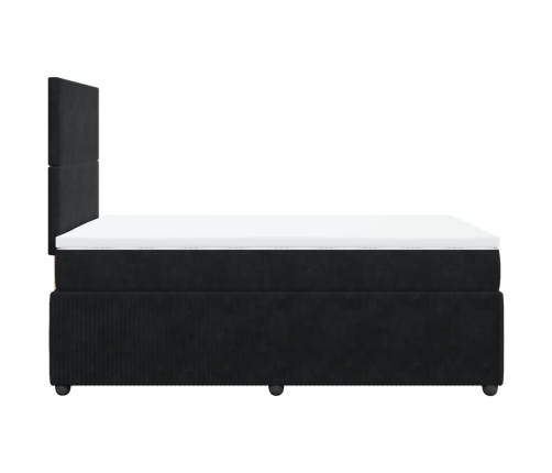 Cama box spring con colchón terciopelo negro 120x190 cm