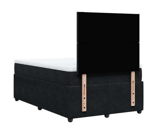 Cama box spring con colchón terciopelo negro 120x190 cm