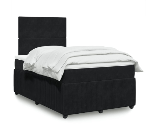 Cama box spring con colchón terciopelo negro 120x190 cm