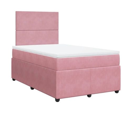 Cama box spring con colchón terciopelo rosa 120x190 cm