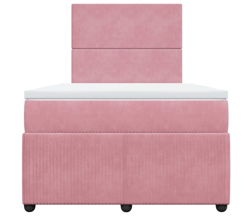 Cama box spring con colchón terciopelo rosa 120x190 cm