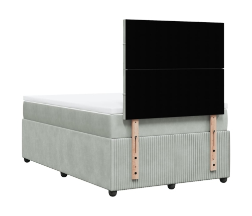 Cama box spring con colchón terciopelo gris claro 120x190 cm