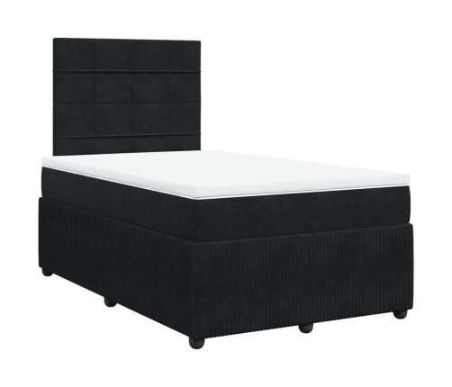 Cama box spring con colchón terciopelo negro 120x190 cm