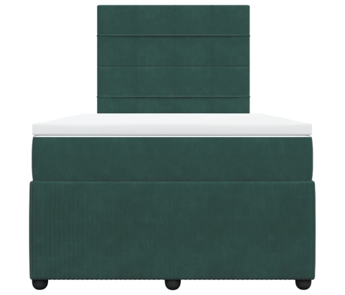 Cama box spring con colchón terciopelo verde oscuro 120x190 cm