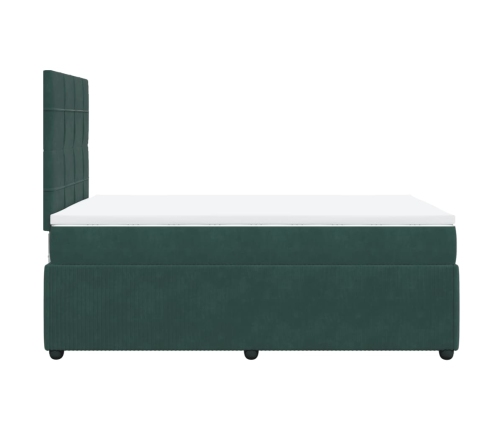 Cama box spring con colchón terciopelo verde oscuro 120x190 cm