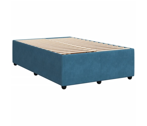 Cama box spring con colchón terciopelo azul oscuro 120x190 cm